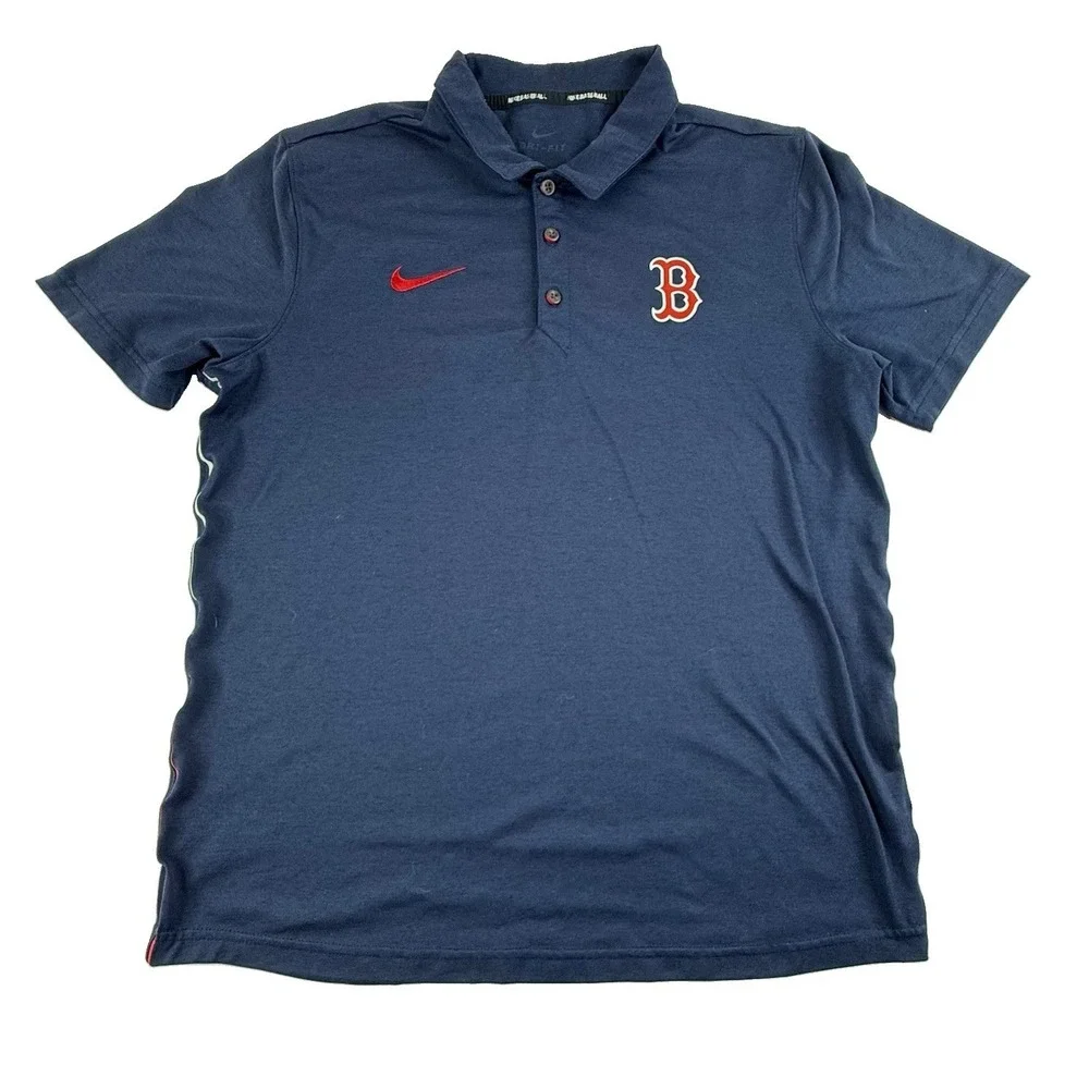 Nike Baseball Dri-Fit Performance Polo Boston Red Sox Navy Blue Mens Medium